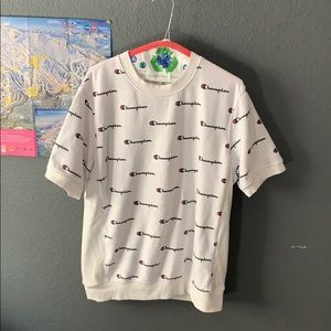 White Champion Thick Logo Tee